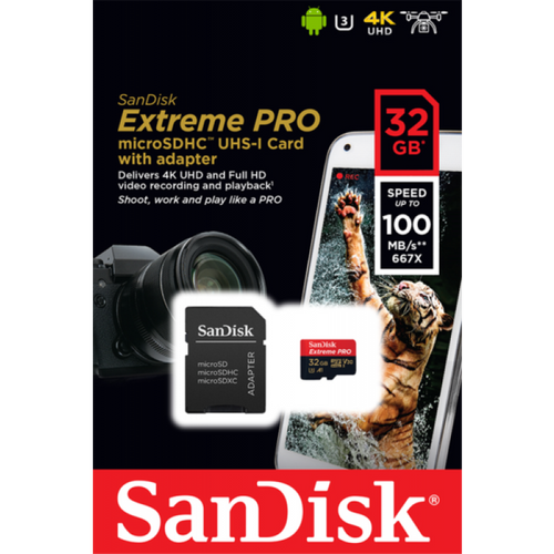 SanDisk Extreme Pro Micro SDHC 32GB A1 Class 10 V30 UHS-I U3 memorijska kartica slika 2