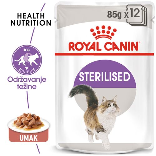 ROYAL CANIN FHN Sterilised Gravy, potpuna hrana u vrećici za  odrasle mačke, za sterilizirane/kastrirane mačke, komadići u umaku, 12x85 g slika 4