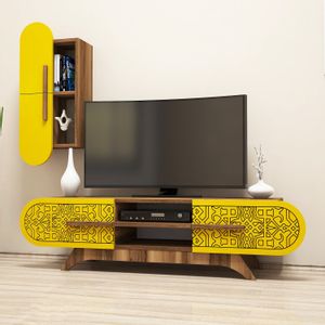 Woody Fashion TV jedinica, Defne - Walnut, Yellow