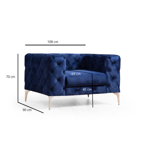 Atelier Del Sofa Fotelja, Mornarsko plava, Como - Navy Blue slika 4