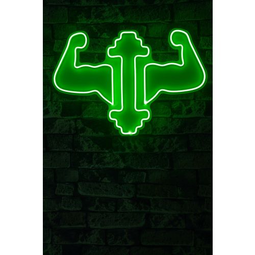 Wallity Ukrasna plastična LED rasvjeta, Gym Dumbbells WorkOut - Green slika 10