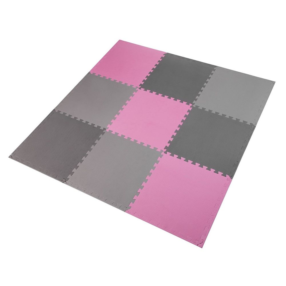 Set od 9 zaštitnih podloga u obliku slagalice za teretanu 60x60x1,0 cm sivo roza slika 1