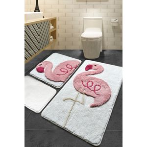 Pınk Flamıngo Multicolor Bathmat Set (3 Pieces)