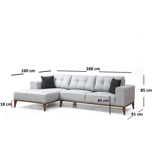 Ugaona Sofa na Razvlačenje Montana Corner Left (Chl+3R) - Svijetlo Siva slika 6