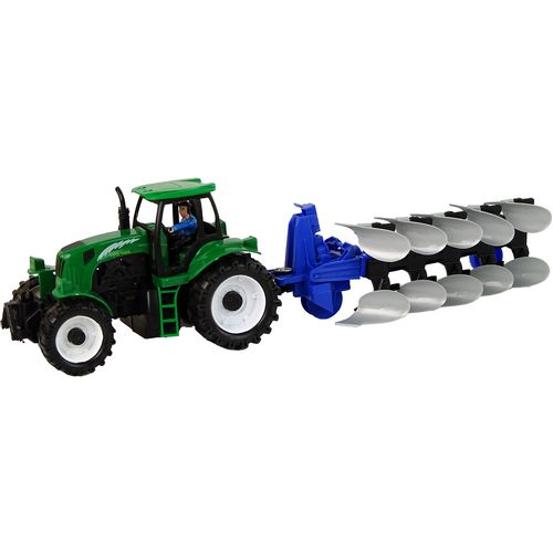 Traktor s plugom zeleno-plavi slika 2