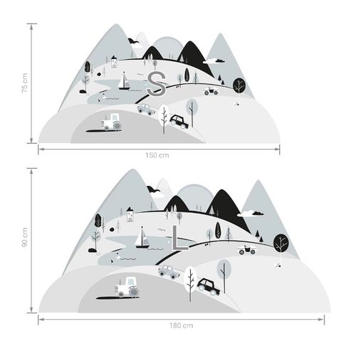Pastelowe zidne naljepnice planine L sive slika 2