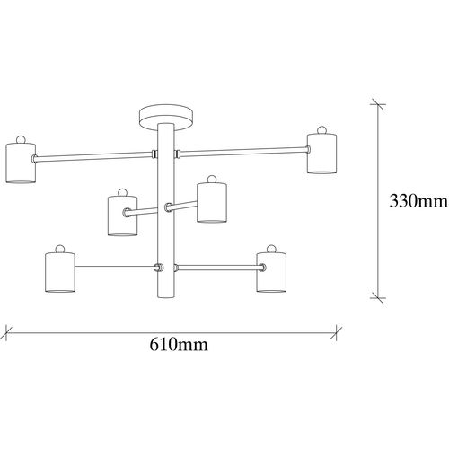 Opviq Vislica HEXA crna, metal, 61 x 61 cm, visina 33 cm, 6 x E27 40 W, Hexa - 6941 slika 3