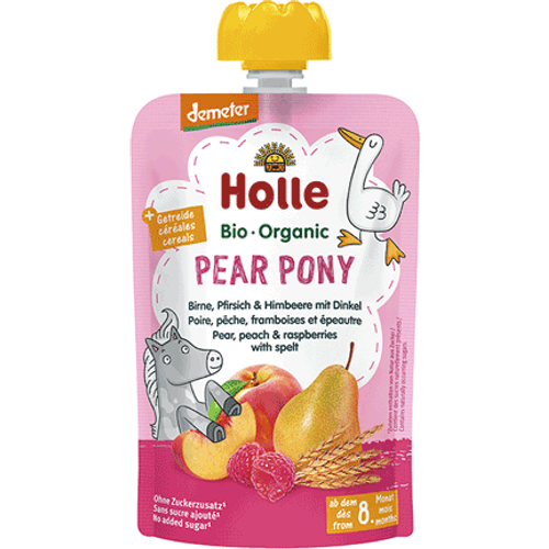 Holle Pire od kruške, breskve i maline s pirom "Pear pony" - Organski 100g , pakiranje 12komada slika 1
