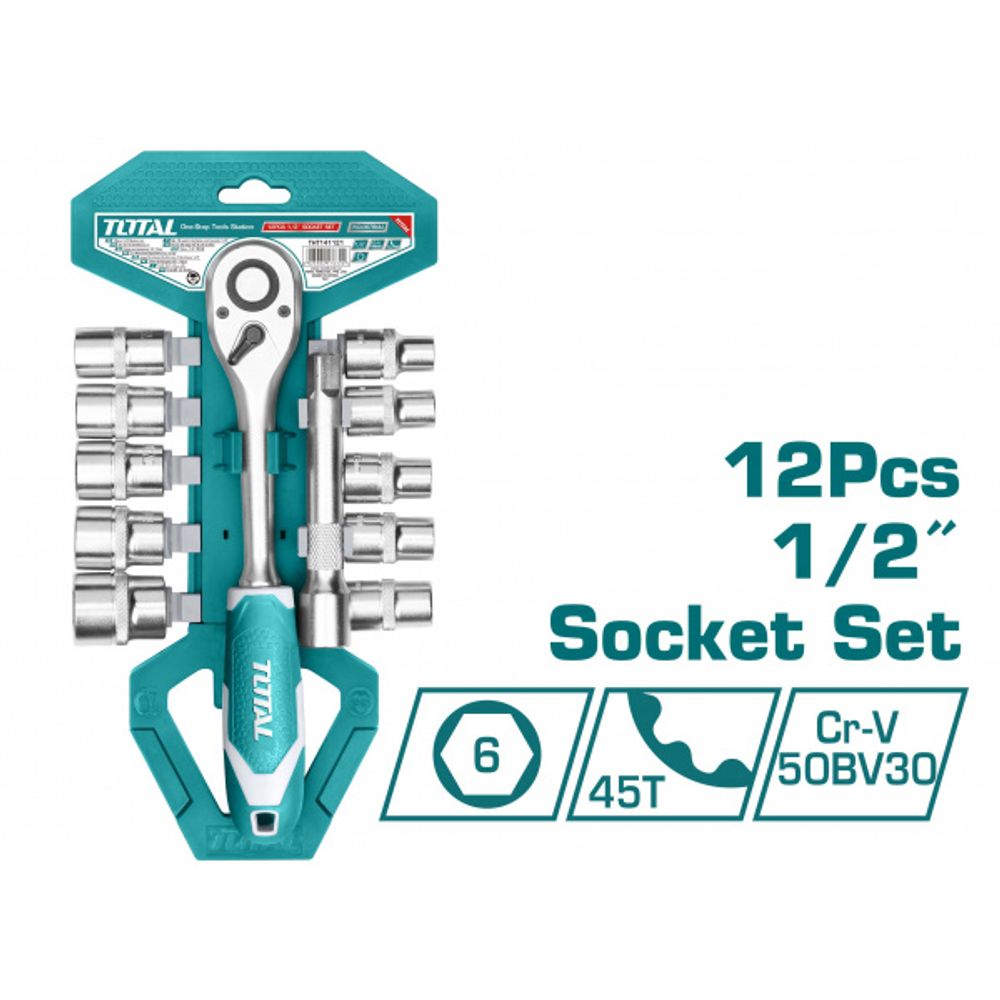 TOTAL 12-dijelni set ključeva 1/2 nastavci (džepni) - INDUSTRIAL (THT141121) slika 1