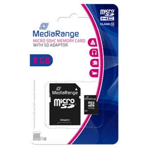 MEDIARANGE Mem. kartica microsdhc 8gb mediarange + sd adapter c10 mr957 slika 1