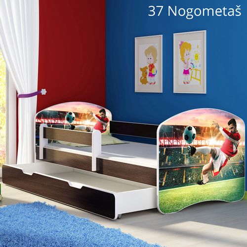 Dječji krevet ACMA s motivom, bočna wenge + ladica 160x80 cm 37-nogometas slika 1