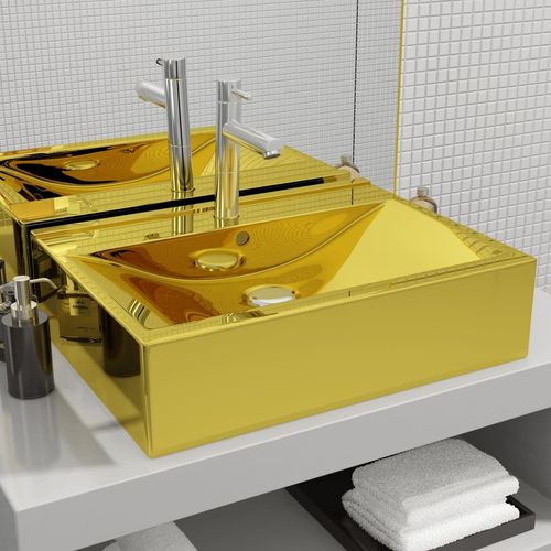 Umivaonik sa zaštitom od prelijevanja 60x46x16 cm keramički zlatni slika 1