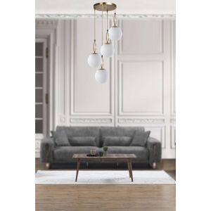 Morino 4 Lü Tepsili Beyaz Camlı Eskitme Sarkıt White Chandelier