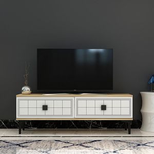 TV Stalak Yuka 120 - Saphirni Hrast i Bijela
