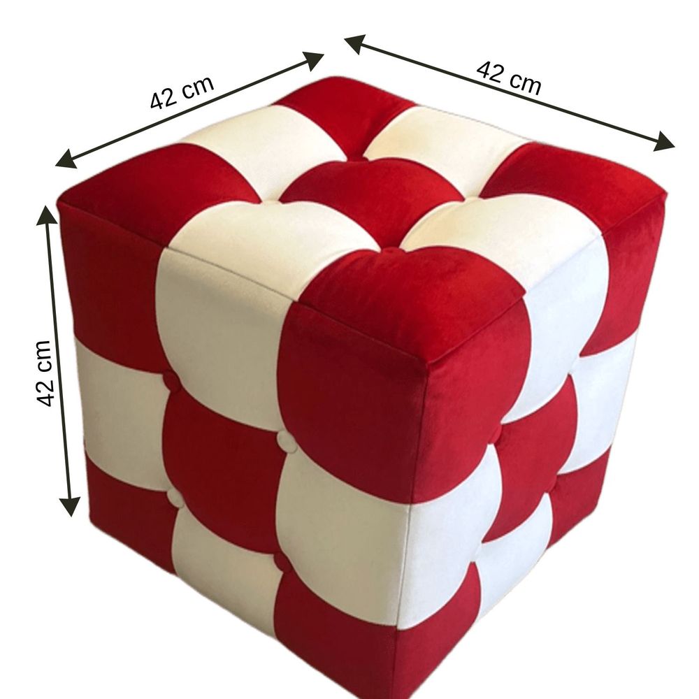 Pouffe Patchwork - Crveno Bijeli slika 4