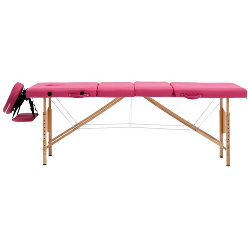 Sklopivi masažni stol s 4 zone drveni ružičasti slika 14