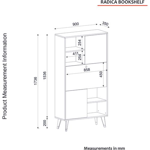 Woody Fashion Polica za knjige, Antracit Mramor, Radica - Anthracite, Marble slika 8