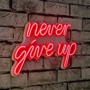 Never Give Up - Red Red Decorative Plastic Led Lighting