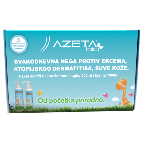 AzetaBio Organski paket za Ekcem, Dermatitis I Suvu kožu (uljani šampon/kupka 200ml, krema za lice i telo 100ml) slika 3