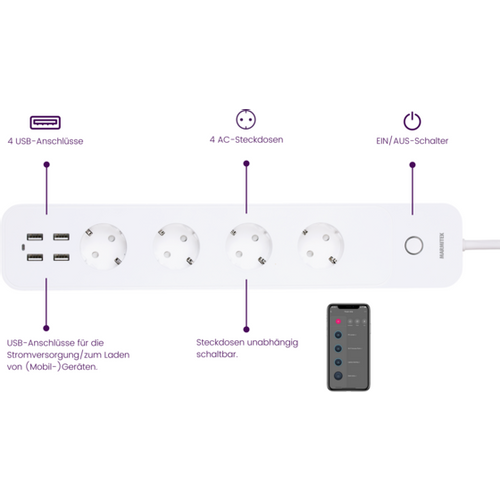 MARMITEK, pametna Wi-Fi utičnica - 4 AC | 4 USB | mjerač energije | zaštita slika 1