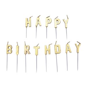 9902307 Svjećice za tortu Happy Birthday Zlatne 7,7cm