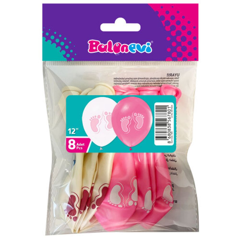 Baloni set 8/1 30 cm PINK TINY FEET slika 1