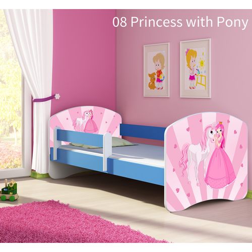 Dječji krevet ACMA s motivom, bočna plava 140x70 cm 08-princess-with-pony slika 1