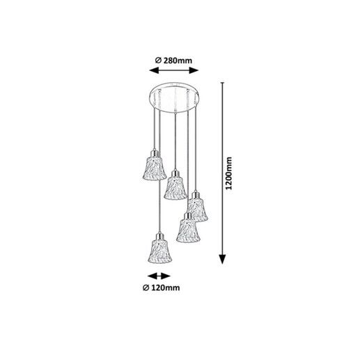 Rabalux Hestia,visilica E14 5x40W,hrom slika 2