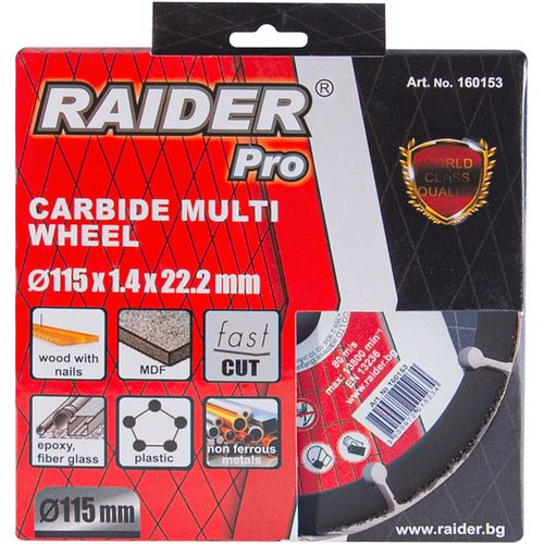 RAIDER Carbide Multi Wheel rezna ploča, 115x22,2 mm slika 2