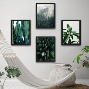 Wallity Uokvirena slika (4 komada), Green Cactus Set