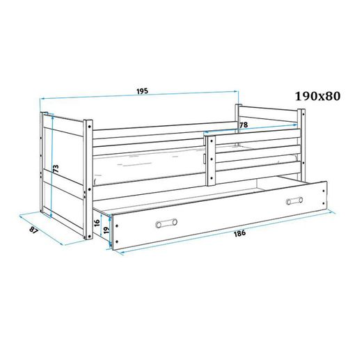 Drveni dječji krevet Rico - bijeli - 190*80cm slika 3
