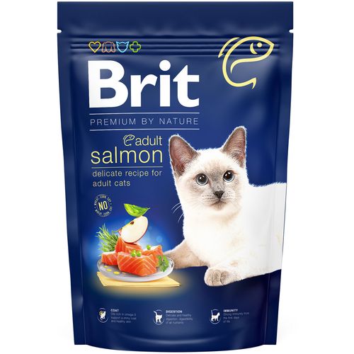 Brit Premium by Nature Cat Adult, losos, 1,5 kg slika 1