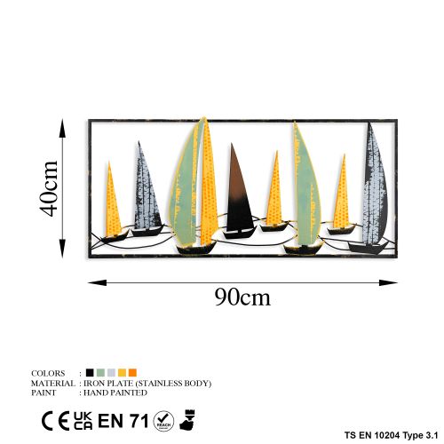 Wallity Metalna zidna dekoracija Yelkenli 3 slika 7