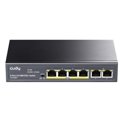 Cudy FS1006P 6-Port 10/100M PoE+ Switch, 60W internal max 32W/PoE, UPLINK, 250m (alt.PFS3006-4ET-60) slika 1