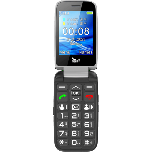 MeanIT Telefon mobilni, 2.8" ekran, Dual SIM, SOS tipka - SENIOR FLIP MAX Black slika 1