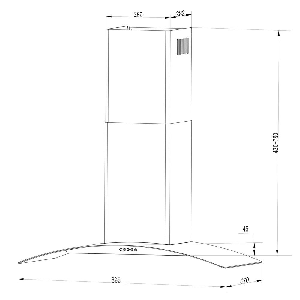 Berdsen BT-223 INOX kuhinjska napa s dimnjakom od 90 cm slika 5
