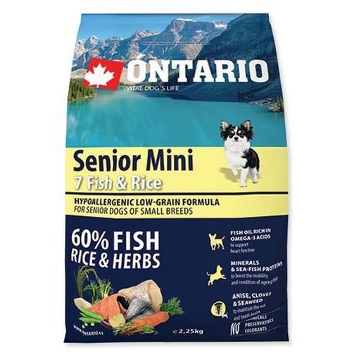 ONTARIO HRANA ZA PSE, SENIOR MINI 7, RIBA&RIŽA 2,25KG slika 1