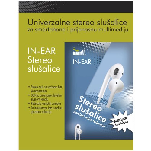 MeanIT Slušalice, stereo, 3,5mm, univerzalne, bele - SLUNI4 slika 2