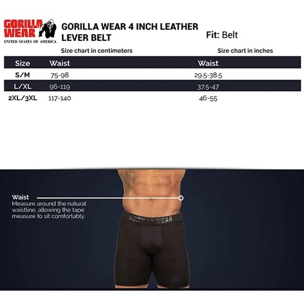 Gorilla Wear KOŽNI Pojas sa kopčom/polugom 10cm, Crno/Crveni slika 5