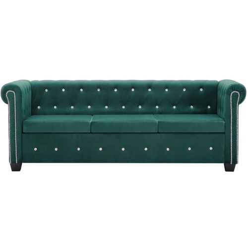 Trosjed Chesterfield s baršunastom presvlakom 199 x 75 x 72 cm zeleni slika 32