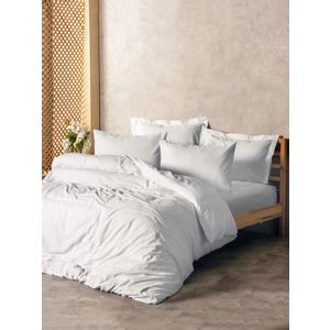 Plaid - White White Ranforce Double Quilt Cover Set