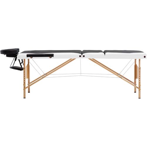 Sklopivi masažni stol s 3 zone drveni crno-bijeli slika 17