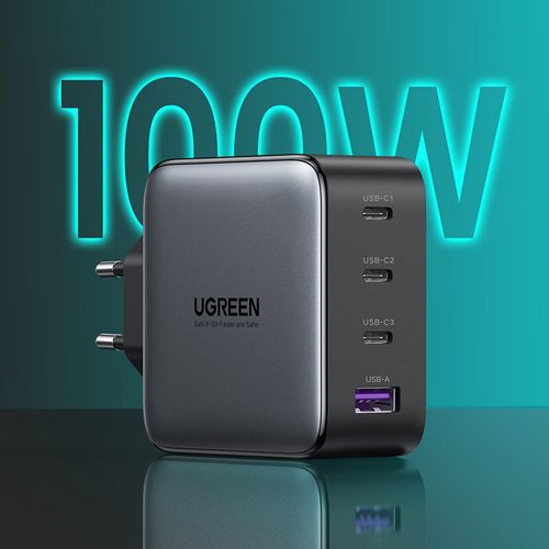 Ugreen USB-A i 3x USB-C 100W GaN brzi punjač - kutija slika 9