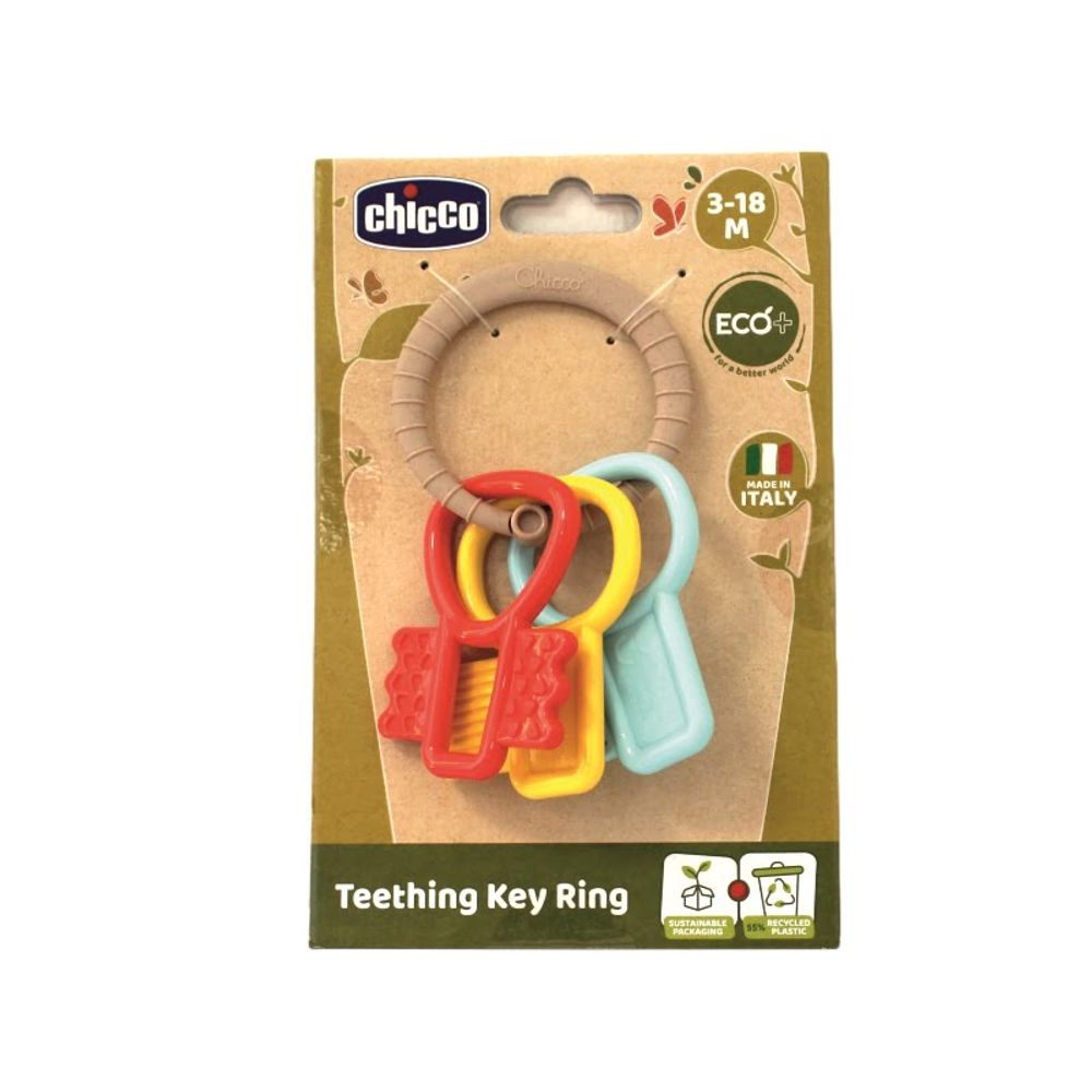 Chicco Zvečka i glodalica za zube ECO+ Teething Key Ring 3-18mj slika 1