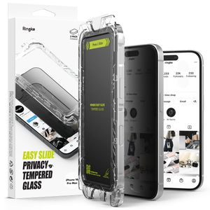 Kaljeno staklo Ringke Easy Slide (2 kom) za iPhone 16 Pro Max - Privacy
