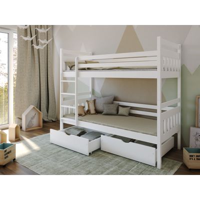 Drveni dječji krevet na kat Adas s ladicom - bijeli - 200*90 cm
Moderan, kvalitetan i funkcionalan drveni dječji krevet
 
