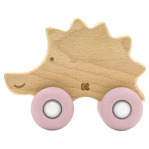 Kikka Boo Drvena igračka sa silikonskom glodalicom Jež Pink