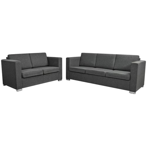 Dvodijelni set sofa od tkanina tamnosivi slika 50