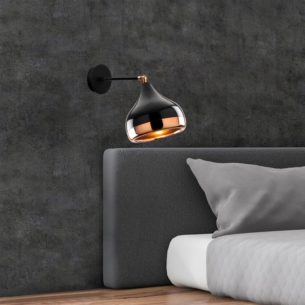 Zidna Lampa Yıldo - 6901 Crna sa Bakarnim Detaljima slika 2