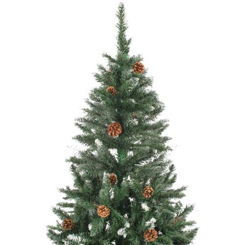 Umjetno božićno drvce sa šiškama i bijelim sjajem 210 cm slika 11